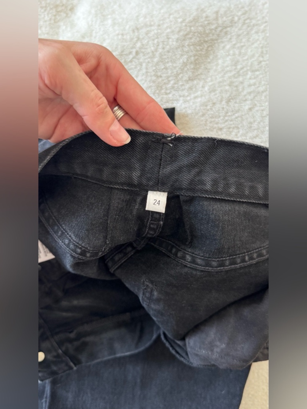 Agolde Black Slim Straight Distressed Jeans - Picture 7 of 7